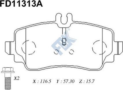 FBK FD11313A - Тормозные колодки, дисковые, комплект www.autospares.lv