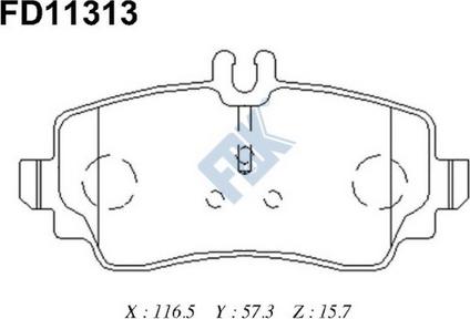 FBK FD11313 - Тормозные колодки, дисковые, комплект www.autospares.lv