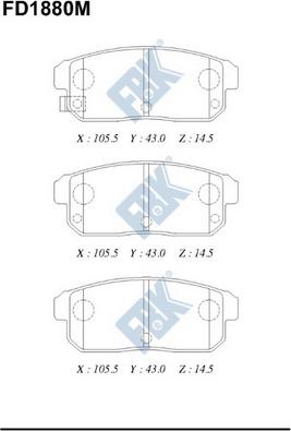 FBK FD1880M - Bremžu uzliku kompl., Disku bremzes www.autospares.lv