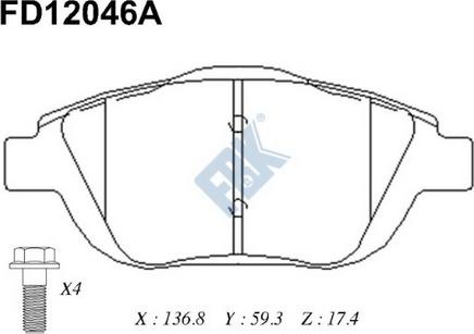 FBK FD12046A - Тормозные колодки, дисковые, комплект www.autospares.lv