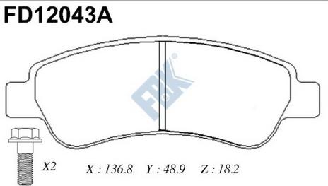 FBK FD12043A - Тормозные колодки, дисковые, комплект www.autospares.lv