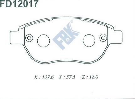 FBK FD12017 - Тормозные колодки, дисковые, комплект www.autospares.lv