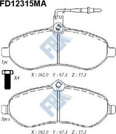 FBK FD12315MA - Bremžu uzliku kompl., Disku bremzes www.autospares.lv