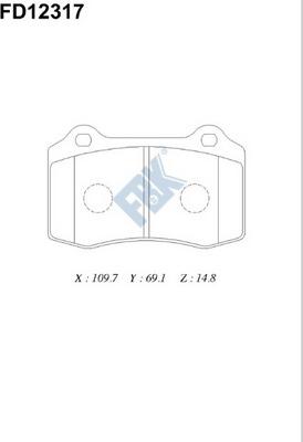 FBK FD12317 - Тормозные колодки, дисковые, комплект www.autospares.lv