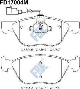 FBK FD17004M - Тормозные колодки, дисковые, комплект www.autospares.lv