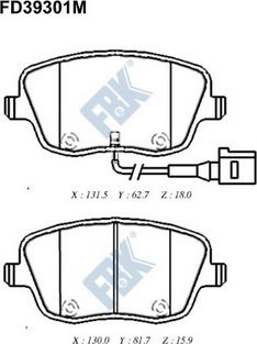 FBK FD39301M - Тормозные колодки, дисковые, комплект www.autospares.lv