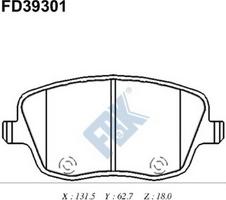 FBK FD39301 - Тормозные колодки, дисковые, комплект www.autospares.lv