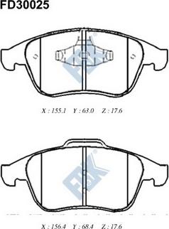 FBK FD30025 - Bremžu uzliku kompl., Disku bremzes autospares.lv