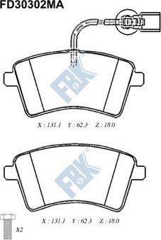 FBK FD30302MA - Тормозные колодки, дисковые, комплект www.autospares.lv