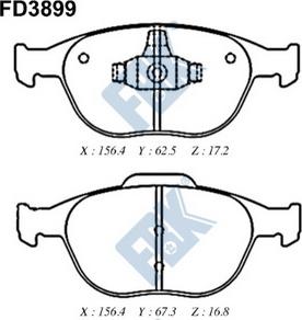 FBK FD3899 - Bremžu uzliku kompl., Disku bremzes www.autospares.lv