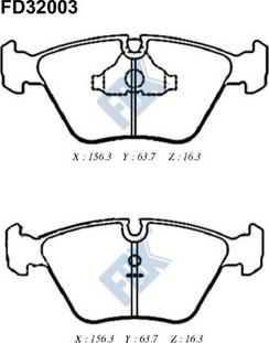 FBK FD32003 - Тормозные колодки, дисковые, комплект www.autospares.lv