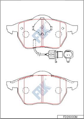 FBK FD26000M - Тормозные колодки, дисковые, комплект www.autospares.lv