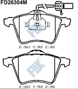 FBK FD26304M - Тормозные колодки, дисковые, комплект www.autospares.lv