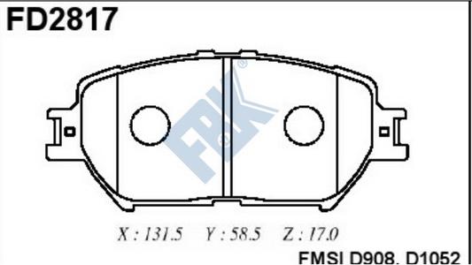 FBK FD2817 - Тормозные колодки, дисковые, комплект www.autospares.lv