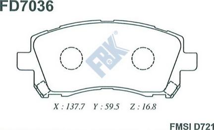 FBK FD7036 - Bremžu uzliku kompl., Disku bremzes www.autospares.lv