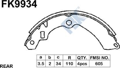 FBK FK9934 - Bremžu loku komplekts www.autospares.lv