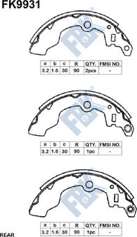 FBK FK9931 - Комплект тормозных колодок, барабанные www.autospares.lv