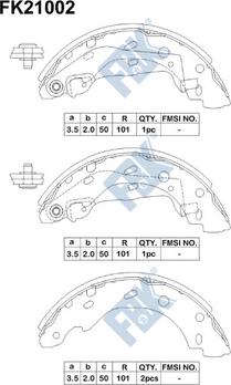 FBK FK21002 - Комплект тормозных колодок, барабанные www.autospares.lv