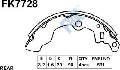 FBK FK7728 - Комплект тормозных колодок, барабанные www.autospares.lv