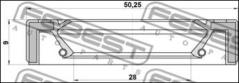 Febest 95GAY-30500909R - Vārpstas blīvgredzens, Piedziņas vārpsta www.autospares.lv