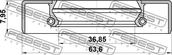 Febest 95GDY-38630808X - Vārpstas blīvgredzens, Diferenciālis www.autospares.lv