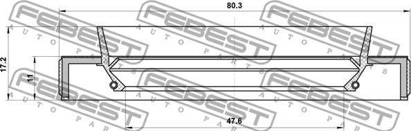 Febest 95HBY-49801117L - Vārpstas blīvgredzens, Piedziņas vārpsta www.autospares.lv