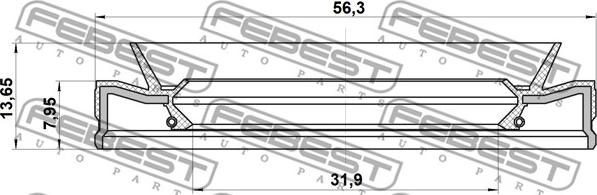 Febest 95HEY-33560814C - Vārpstas blīvgredzens, Automātiskā pārnesumkārba www.autospares.lv