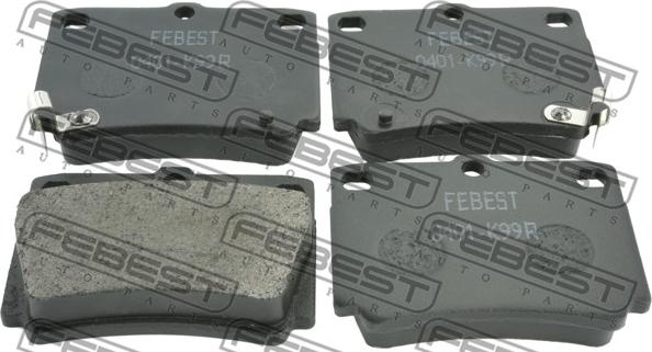 Febest 0401-K99R - Bremžu uzliku kompl., Disku bremzes www.autospares.lv