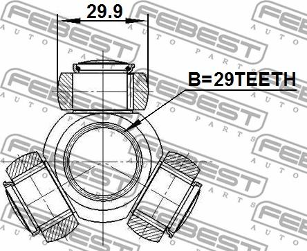 Febest 0416-DA - 'Tripod' šarnīrs, Piedziņas vārpsta www.autospares.lv