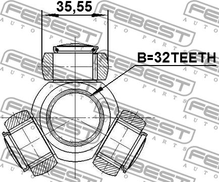 Febest 0416-DJ24 - 'Tripod' šarnīrs, Piedziņas vārpsta www.autospares.lv