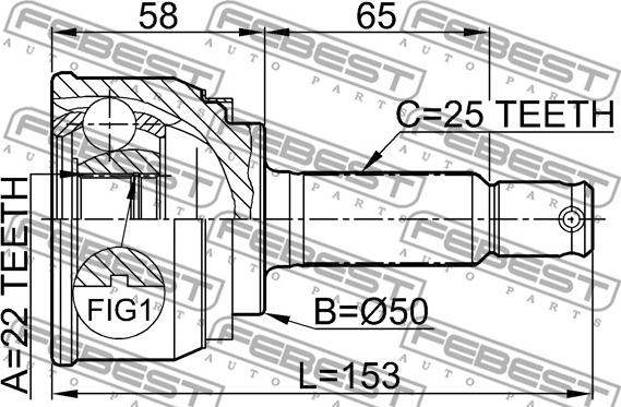 Febest 0410-004 - Šarnīru komplekts, Piedziņas vārpsta www.autospares.lv