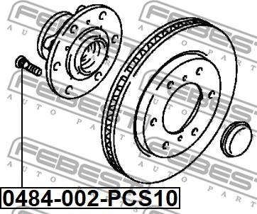 Febest 0484-002-PCS10 - Riteņa stiprināšanas skrūve www.autospares.lv