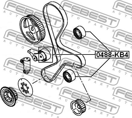 Febest 0488-KB4 - Parazīt / Vadrullītis, Zobsiksna www.autospares.lv