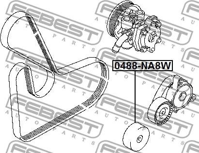 Febest 0488-NA8W - Ролик, поликлиновый ремень www.autospares.lv