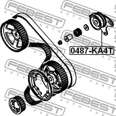 Febest 0487-KA4T - Spriegotājrullītis, Gāzu sadales mehānisma piedziņas siksna autospares.lv