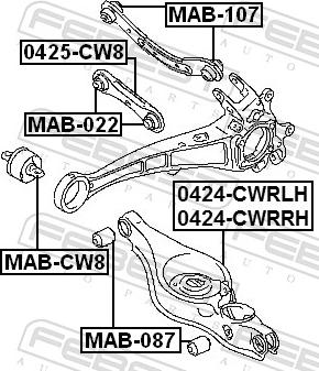 Febest 0424-CWRRH - Neatkarīgās balstiekārtas svira, Riteņa piekare www.autospares.lv