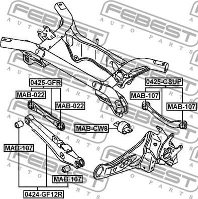 Febest 0424-GF12R - Neatkarīgās balstiekārtas svira, Riteņa piekare www.autospares.lv