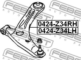 Febest 0424-Z34LH - Neatkarīgās balstiekārtas svira, Riteņa piekare www.autospares.lv