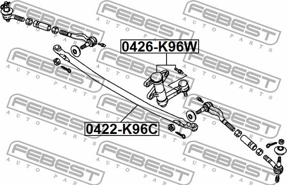 Febest 0422-K96C - Aksiālais šarnīrs, Stūres šķērsstiepnis www.autospares.lv