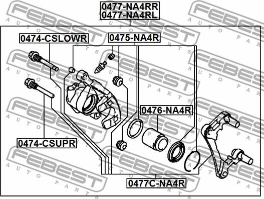 Febest 0477-NA4RL - Bremžu suports www.autospares.lv