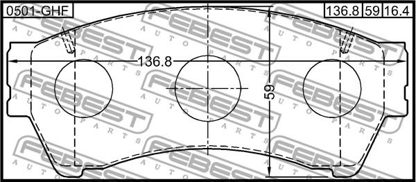 Febest 0501-GHF - Bremžu uzliku kompl., Disku bremzes www.autospares.lv