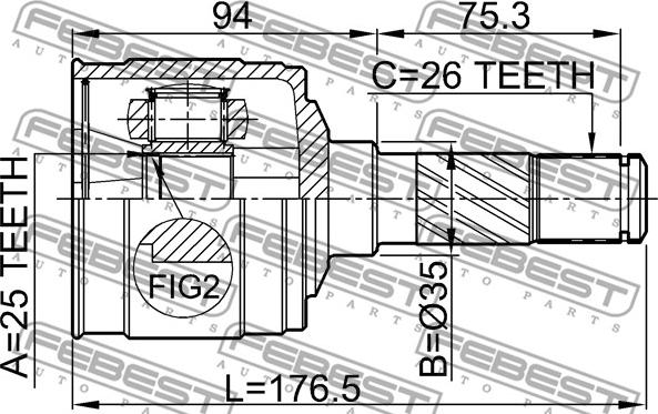 Febest 0511-B25RH - Joint Kit, drive shaft www.autospares.lv