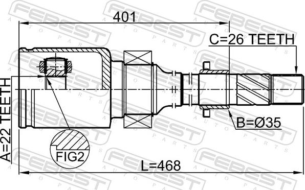 Febest 0511-BMATRH - Šarnīru komplekts, Piedziņas vārpsta www.autospares.lv