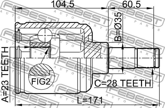 Febest 0511-GEMTLH - Šarnīru komplekts, Piedziņas vārpsta www.autospares.lv