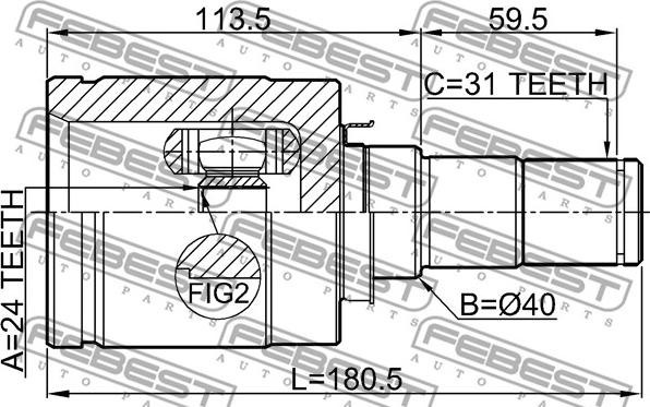 Febest 0511-GJATLH - Šarnīru komplekts, Piedziņas vārpsta www.autospares.lv