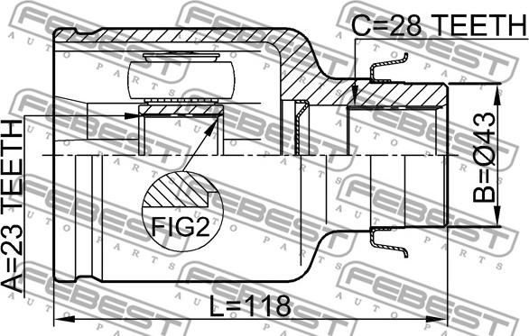 Febest 0511-M320ATRH - Šarnīru komplekts, Piedziņas vārpsta www.autospares.lv