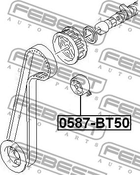 Febest 0587-BT50 - Spriegotājrullītis, Gāzu sadales mehānisma piedziņas siksna www.autospares.lv