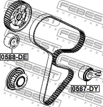 Febest 0588-DE - Parazīt / Vadrullītis, Zobsiksna www.autospares.lv