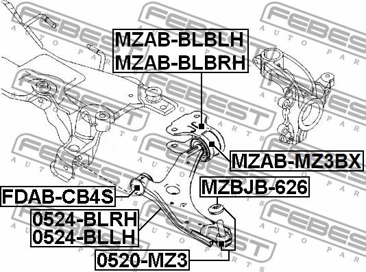 Febest MZAB-BLBRH - Сайлентблок, рычаг подвески колеса www.autospares.lv