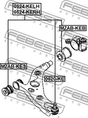 Febest 0524-KERH - Neatkarīgās balstiekārtas svira, Riteņa piekare www.autospares.lv